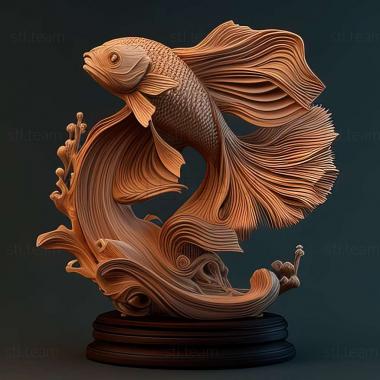 3D model Round  tailed fighting fish fish (STL)